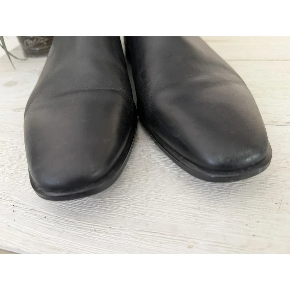 ALDO Mens Genuine Leather Ankle Boots Size 10.5 Black Pull On Classic Chelsea